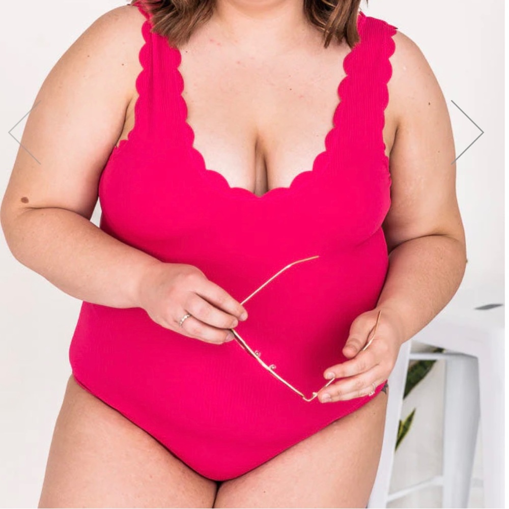 Pink Lily Pink Scalloped Swimsuit